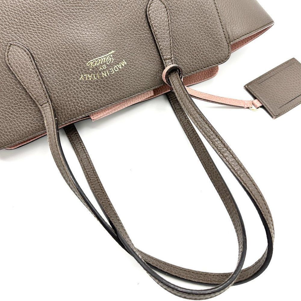Gucci Bicolor Pebbled Leather Medium Swing Tote - Picture 9 of 10